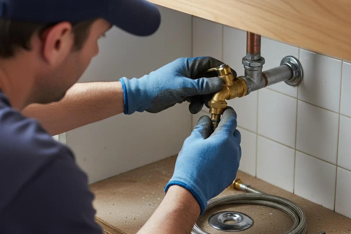Shutoff valve and fitting work during Burst Pipe Repair in Manchester